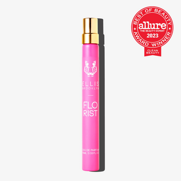 Florist 10ml Eau De Parfum Travel Spray on white background with red Allure The Beauty Export Best of Beauty Award Winner Clean Beauty 2023 badge.