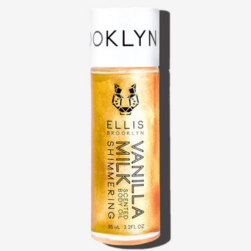 Vanilla Milk 95ml Shimmering Scented Body Oil on white background.