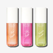 NEW CRUSH Perfume Mist 90ml, LOVE POM Perfume Mist 90ml, FOREVER PISTACHIO Perfume Mist 90ml on white background