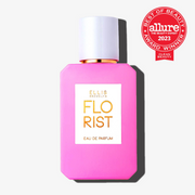 Florist 50ml Eau de Parfum sur fond blanc avec le badge rouge Allure The Beauty Export Meilleur Produit de Beauté 2023 Clean Beauty.