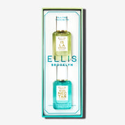 Coffret cadeau ISLA TIME contenant l'eau de parfum ISLA SIRENA (7,5 ml) et l'eau de parfum MIAMI NECTAR (7,5 ml) sur fond blanc