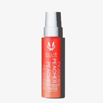 Peaches Hair and Body Fragrance Mist 50ml on white background. | english_image