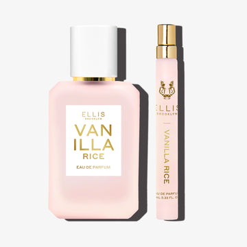 VANILLA RICE Eau de Parfum 50ml and VANILLA RICE Eau de Parfum 10ml on white background